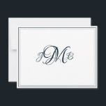 Klassisches Monogram Navy & White Blüh Script Dankeskarte<br><div class="desc">Klassisches, elegantes, berufliches Navy & Weiß Geblüht Script mit Monogramm Dankeschön-Karte, ideal für Geschäftskorrespondenz. Das sind flache Mitteilungskarten. Wenn Sie geklappte Karten gewollt haben, gehen Sie zum unteren Ende der Seite, wo es steht "Transfer dieses Design" und wählen Sie Geflossen danke Karte.</div>