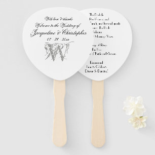 Klassisches Monogram Romantic White Wedding Progra Fächer