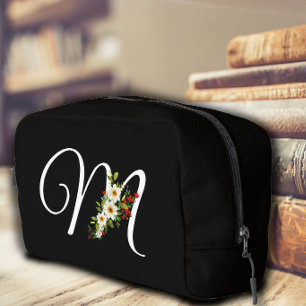 Klassisches Monogramm Anfangsbuchstabe rote Blume Waschbeutel
