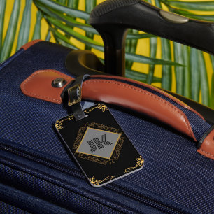 Klassisches Monogramm aus schwarzem Gold personali Gepäckanhänger