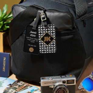 Klassisches Monogramm aus weißem Gold personalisie Gepäckanhänger