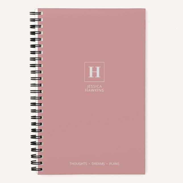 Klassisches Monogramm der Dusty-Rose Notizbuch (Vorderseite)