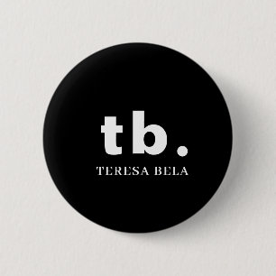 Klassisches Monogramm   Elegantes Minimal Schwarz  Button