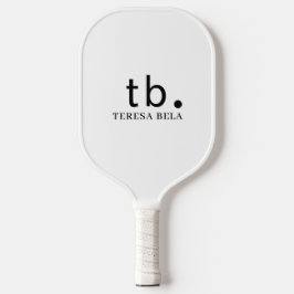 Klassisches Monogramm | Elegantes Minimal Schwarz Pickleball Schläger