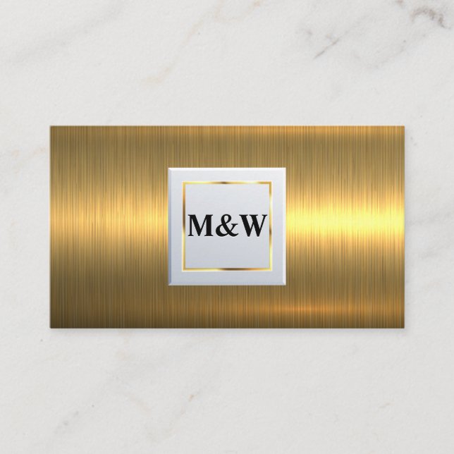 Klassisches Monogramm | Gold Metallic Visitenkarte (Vorderseite)