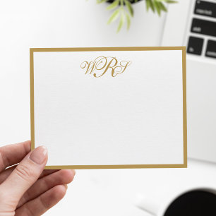Klassisches Monogramm Gold Mitteilungskarte