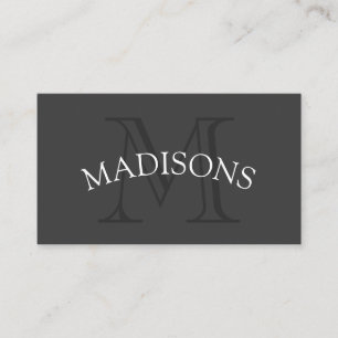 Klassisches Monogramm Grau mit Bogentext Visitenkarte