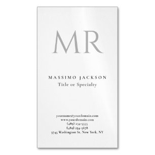 Klassisches Monogramm Grau Weiß Minimalistisch Sch Magnetische Visitenkarte