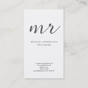 Klassisches Monogramm Grau Weiß Minimalistisch Sch Visitenkarte