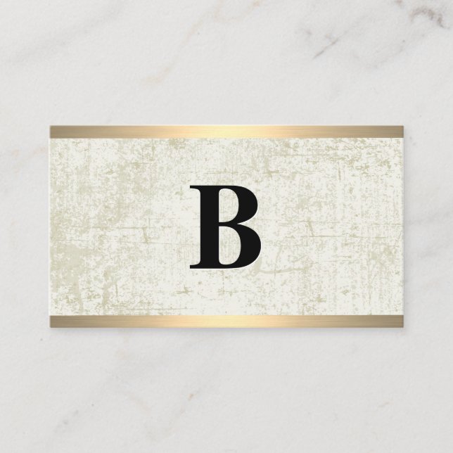 Klassisches Monogramm | Grunge Gold Metal Trimm Visitenkarte (Vorderseite)