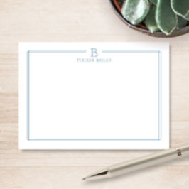 Klassisches Monogramm Hellblau-Rand Briefpapier No Mitteilungskarte