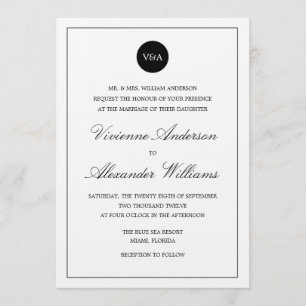 KLASSISCHES MONOGRAMM   HOCHZEITSEINLADUNG EINLADUNG