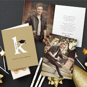 Klassisches Monogramm K Abschlussmütze Foto Modern Dankeskarte