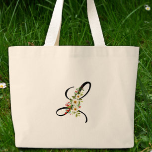 Klassisches Monogramm L rot weiße Blume Mutter Ges Jumbo Stoffbeutel