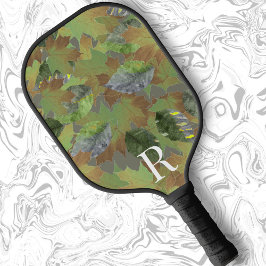 Klassisches Monogramm Leaf-Camouflage für Papa Pickleball Schläger