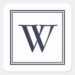 Klassisches Monogramm mit Aufklebern für den Rand Quadratischer Aufkleber