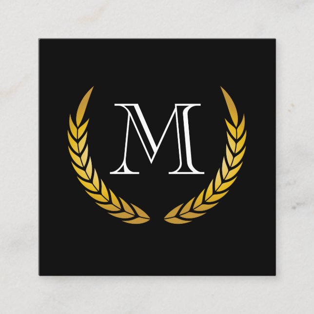 Klassisches Monogramm mit Chic Decorative Elements Quadratische Visitenkarte (Vorderseite)