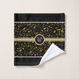 Klassisches Monogramm mit Gold-Musiknoten auf BLAC Badhandtuch Set