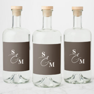 Klassisches Monogramm Moderne Et-Zeichen-Hochzeit Alkoholflaschenetikett