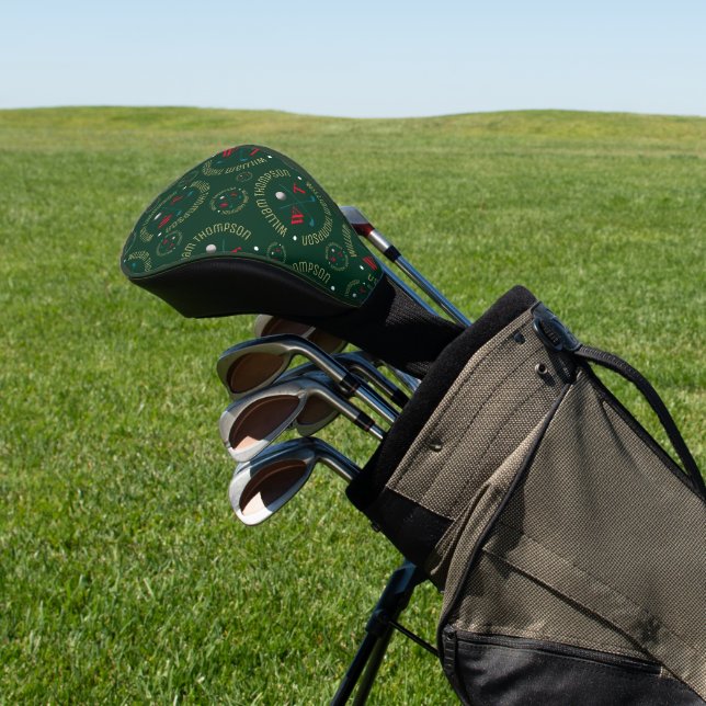 Klassisches Monogramm Muster für Golfspieler Grün Golf Headcover (In SItu)