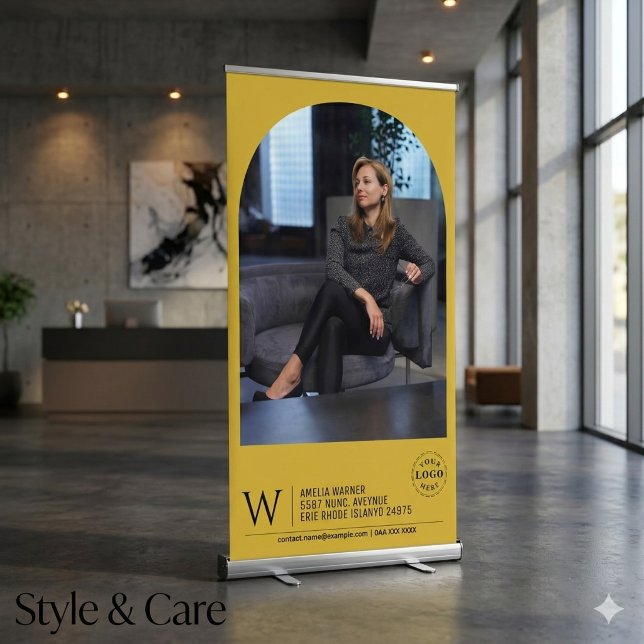Klassisches Monogramm-Name-Adresse-Banner mit indi Banner (Classic Monogram Name Address Custom Photo Banner)