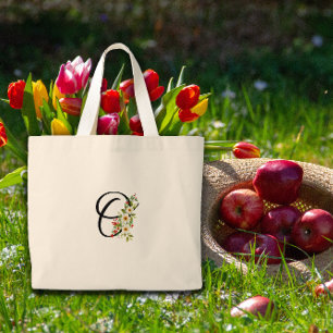 Klassisches Monogramm O rot weiße Blume Mutter Ges Jumbo Stoffbeutel