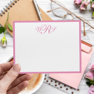 Klassisches Monogramm Pink Mitteilungskarte