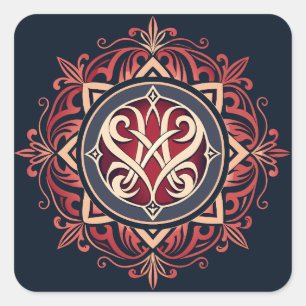 Klassisches Monogramm Quadratischer Aufkleber