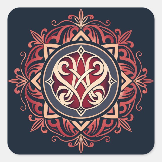 Klassisches Monogramm Quadratischer Aufkleber (Vorderseite)