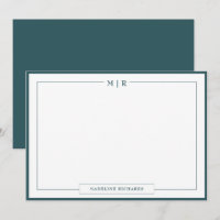 Klassisches Monogramm Rauch grüne Border Stationer