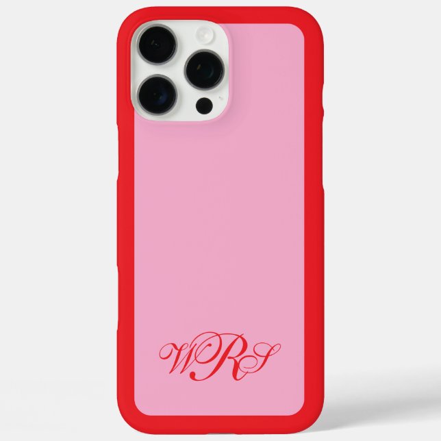 Klassisches Monogramm rosa iPhone 16 Pro Max Hülle (Rückseite)