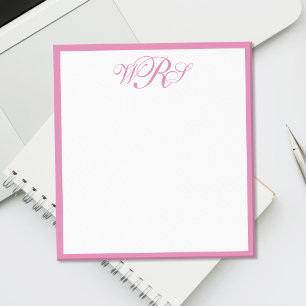 Klassisches Monogramm Rosa Notizblock