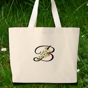 Klassisches Monogramm rote weiße Blume Mutter Gesc Jumbo Stoffbeutel