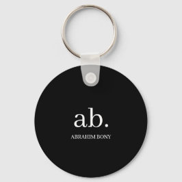 Klassisches Monogramm Schwarz-Weiß-Minimal-Design Schlüsselanhänger