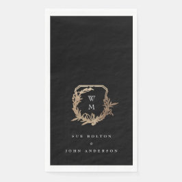 klassisches Monogramm Schwarz-weißes Goldmotiv-Wap Serviette