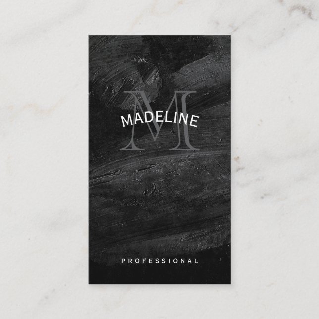 Klassisches Monogramm | Schwarze Textur Visitenkarte (Vorderseite)