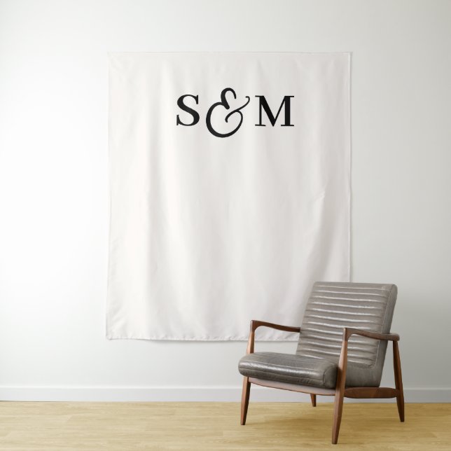 Klassisches Monogramm-Skript-Ampersand-Hochzeit Wandteppich (Beispiel)