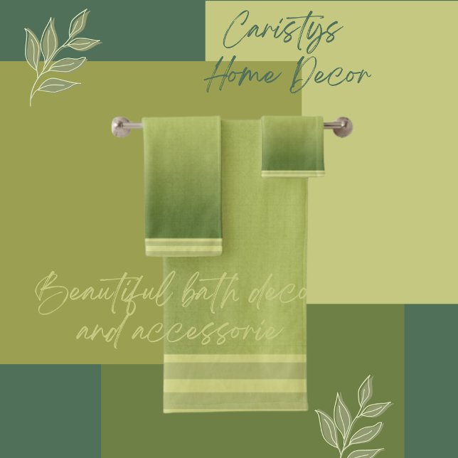 Klassisches Moosgrün mit gestreiftem Schnürtuch Badhandtuch Set (Von Creator hochgeladen)