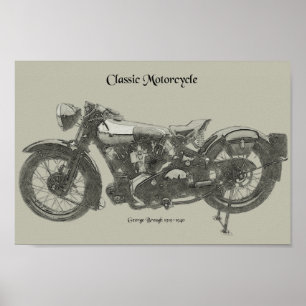Klassisches Motorrad der alten Schule in den 20er  Poster