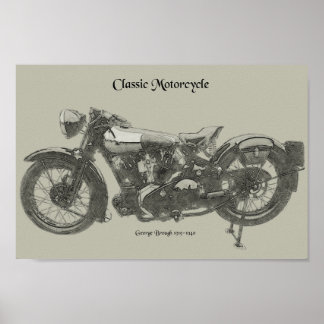 Klassisches Motorrad der alten Schule in den 20er  Poster