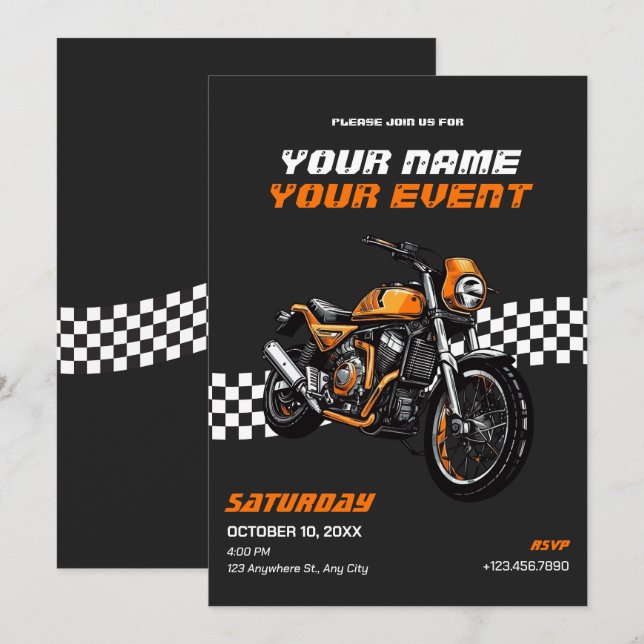 Klassisches Motorrad Einladung (Vorne/Hinten)