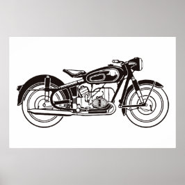 Klassisches Motorrad für Schwarz/Weiß Poster