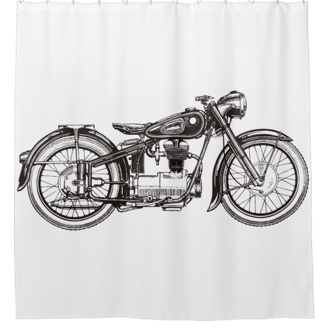 Klassisches Motorrad III Duschvorhang (Vorderseite)