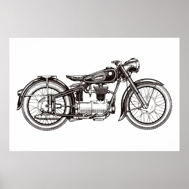 Klassisches Motorrad III Poster (Vorne)