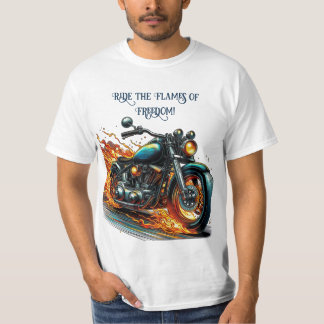 Klassisches Motorrad in Bewegung mit Flammen T-Shirt