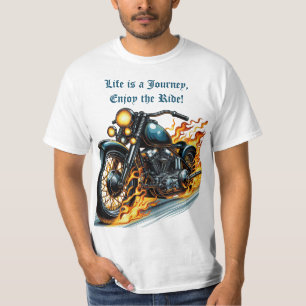 Klassisches Motorrad in Bewegung mit Flammen T-Shirt