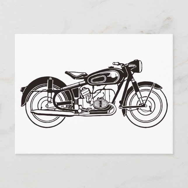 Klassisches Motorrad SMALL in Schwarzweiß Postkarte (Vorderseite)