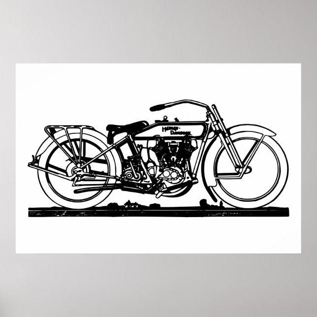 Klassisches Motorrad V Poster (Vorne)