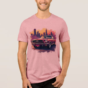 Klassisches Muscle-Car-T-Shirt mit Mustang-Motiv Tri-Blend Shirt