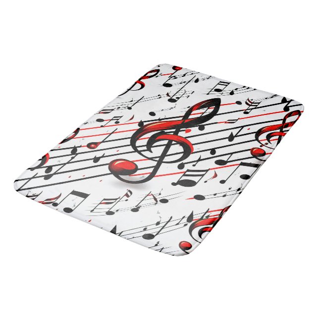 Klassisches Musical Chaos Red Black and White Badematte (Schrägansicht)